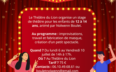 Stage de théâtre pour enfants de 12 à 14 ans
