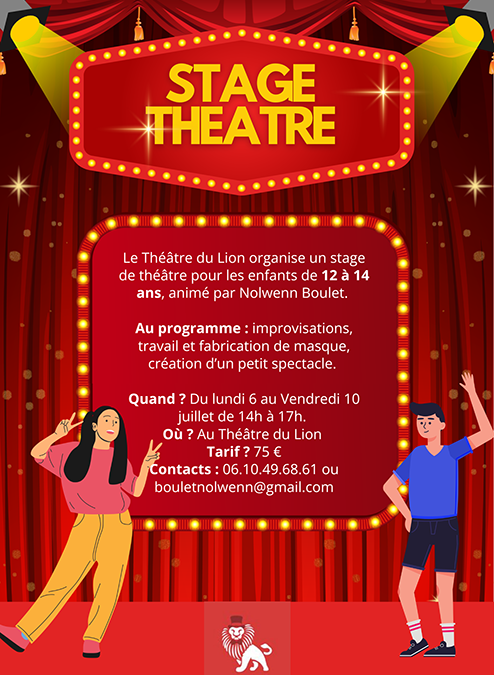 Stage de théâtre pour enfants de 12 à 14 ans