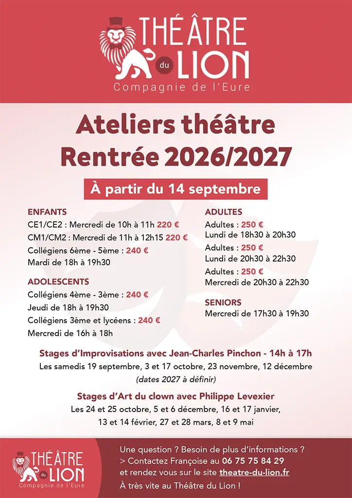 Flyer des ateliers de théâtre à Vernon